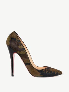 Christian Louboutin Pigalle Green Pony Camouflage Pointed-Toe Pumps